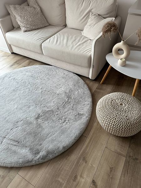 Килим зі штучного хутра Cozy Round grey crog-1 фото