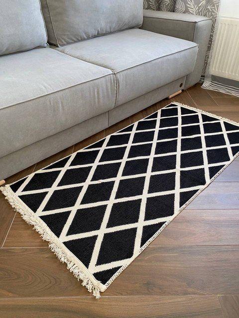 Безворсовий килим Diamond black dbl-1 фото