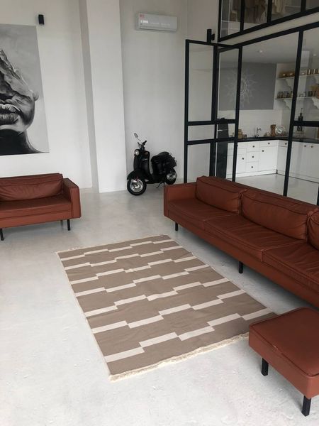 Безворсовий килим Domino beige dob-1 фото