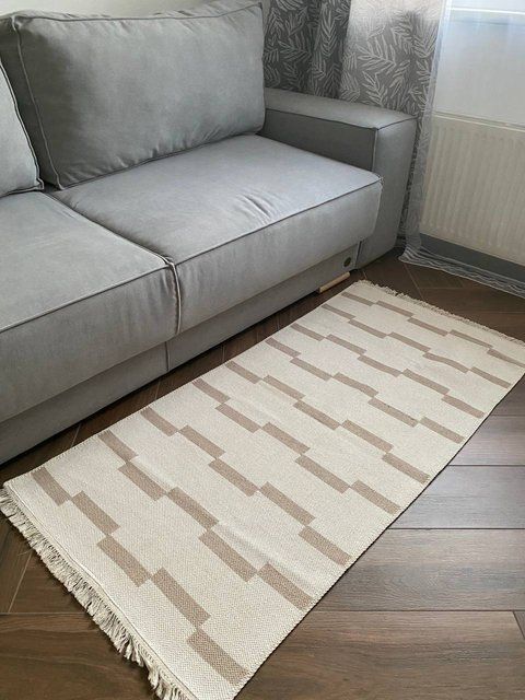 Безворсовий килим Domino beige dob-1 фото