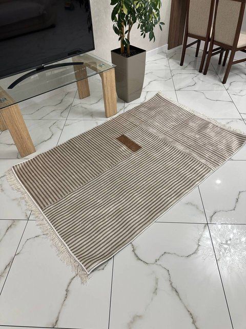 Безворсовий килим Linear beige lib-1 фото