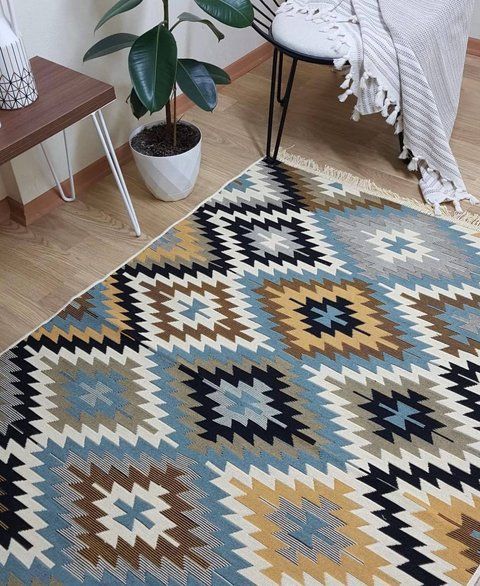 Безворсовий килим Zigzag blue zb-1 фото